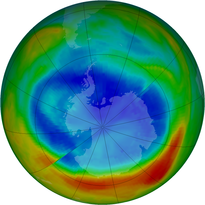 Antarctic ozone map for 03 September 1991